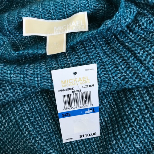 Michael Kors Women's Blue Luxe Mock Neck Knit Sweater Size XL A8 - Picture 3 of 4