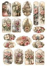 Ausschneidebogen-Bastelpapier-Scrapbooking-A4-250g-Vintage-Blumen-16123