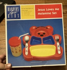 Jesus Bear Baby Feeding Set Toddler Kids Dining Tableware Mealtime Christian