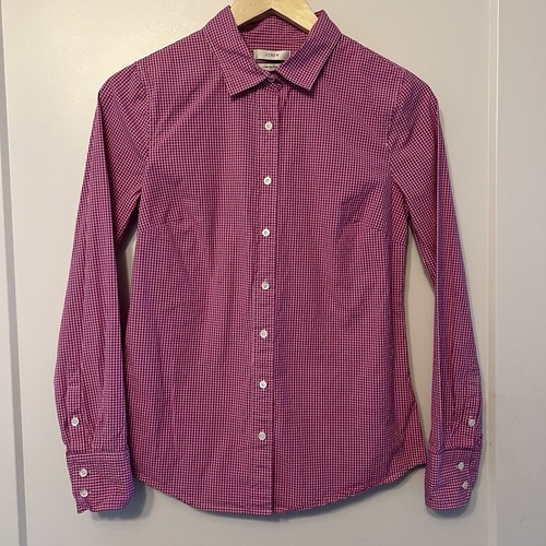 J Crew Stretch Perfect Women’s Long Sleeve Button Up Checkered Blouse, Size XS