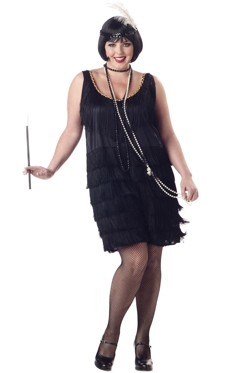 Adult Roaring 20s Gold Art Deco Flapper Costume Plus Size