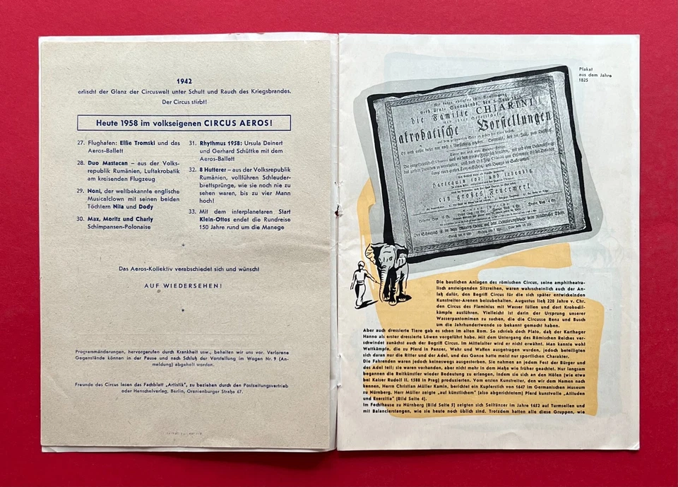 Zirkus Broschüre 1958 AEROS mit Noni präsentiert 150 Jahre Rund um die  ( F21777 - Bild 3 von 4