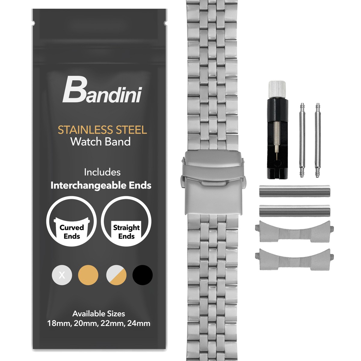 Watchstraps Batteries 24mm Fossil Stainless Steel Watch Band 22mm