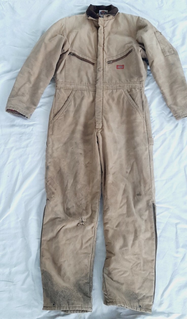 Vintage Distressed DICKIES Insulated Cotton Duck Coveralls Jumpsuit Sz 46-48 XL