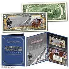 SECRETARIAT Racehorse $2 U.S. Bill Triple Crown 50th Anniversary LTD & # of 1973