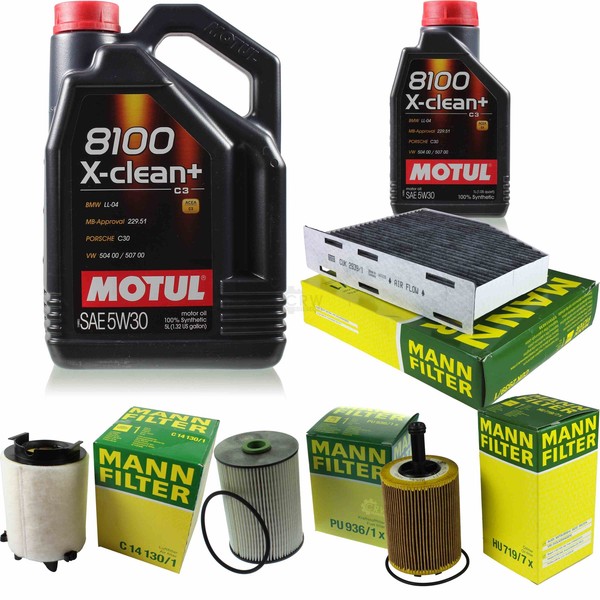 MANN-FILTER Inspektionspaket 6L Motul 5W-30 8100 X-Clean+ FüR Vw Caddy Iii-image