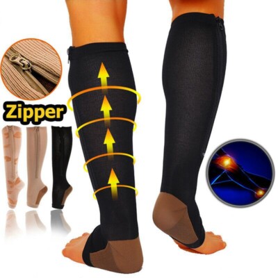 3 Pairs Cooper Compression Socks OPEN TOE 20-30mmhg Medical Knee High Stockings