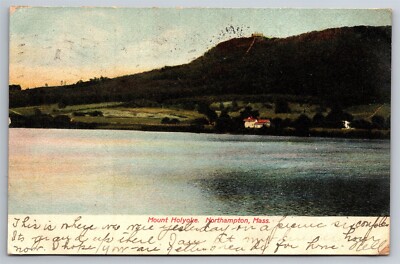 Mt Holyoke From Waters Edge Distant View Holyoke MA C1907 UDB Postcard AB5