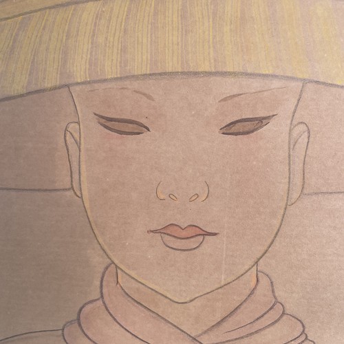 ¿Original? ¿Ilustración de Dorothy Dwin? ¿Dibujo? Mujer Asiática con Sombrero Vietnamita LEER - Imagen 8 de 13