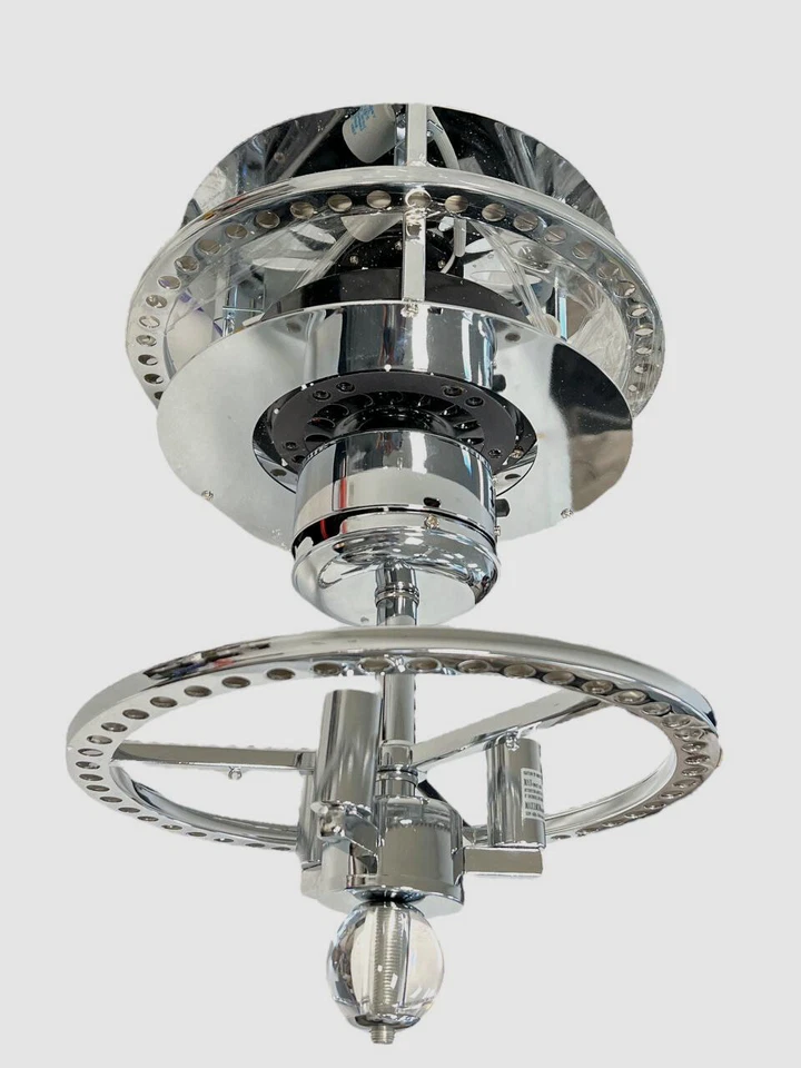 Warehouse of Tiffany Wyllow Chrome 5 Blades Light Fandelier Ceiling Fan 52" - Image 2 of 4