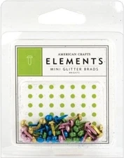 American Crafts Elements Mini Glitter Brads, Brights