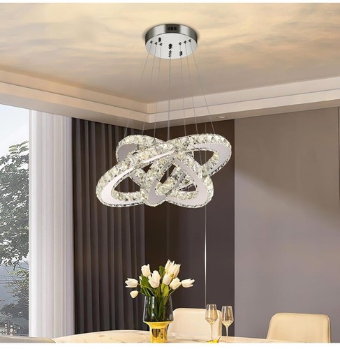 Crystal Ring Chandelier LED Pendant Light Hanging LED Chandelier for Dining Room - Picture 2 of 5