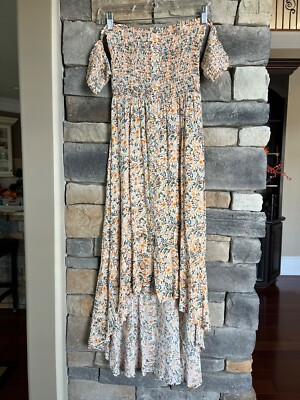 altar'd state off the shoulder dress Altar'd State | Leona Maxi Dress | APRICOT | Material: 100% Polyester