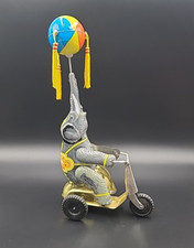 SCHYLLING retro tin toy elephant on bike collector series wind up toy WORKS 11"