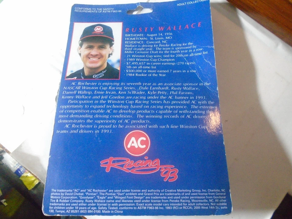 Action Racing Collectables, AC 1993 Edizione Limitata #2 Rusty Wallace Pontiac - Immagine 2 di 2