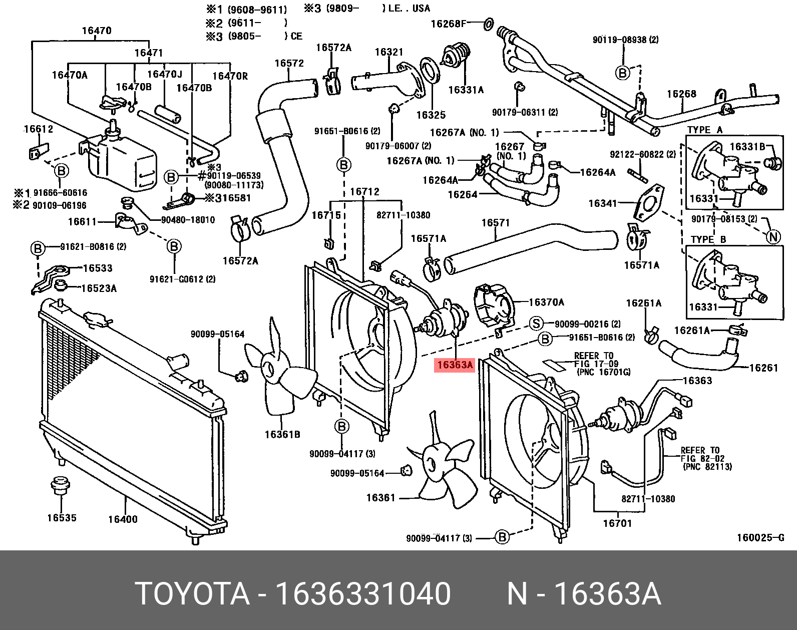 Genuine OE motor, cooling fan, no.2, 1636331040 for TOYOTA 16363 