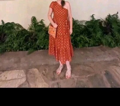Pretty Garden Small Burnt Orange Gold Dot One Shoulder Dress Karina Grimaldi | eBay Pretty Garden Small Burnt Orange Gold Dot One Shoulder Dress Karina Grimaldi | eBay