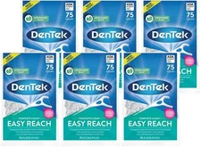 DenTek Complete Clean Floss Picks 75 Count Pack of 6 Minty Flavor Dental Care