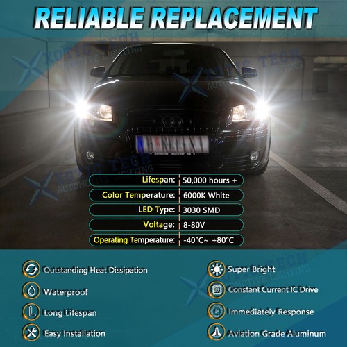 For Hyundai Elantra Santa Fe Sonata Veloster Kia Xenon White LED High Beam Bulbs - Picture 8 of 12
