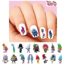 Waterslide Nail Decals Set of 20 - Trolls World Tour Poppy Biggie Barb Assorted