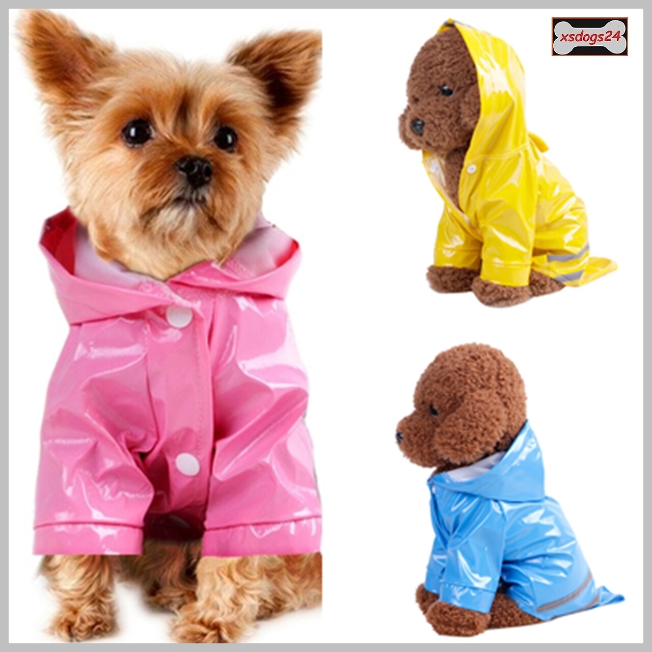 Regenmantel Hund Welpe Regenjacke Kapuze Wasserdicht Outdoor 3 Farben