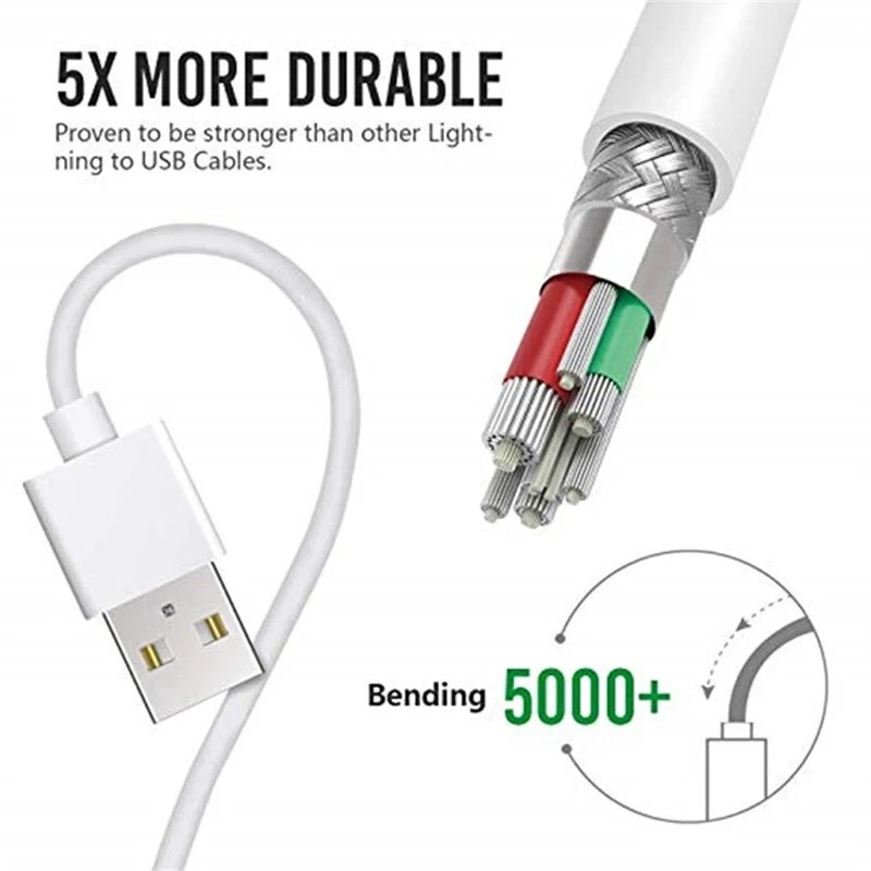 USB Data Fast Charger Cable Cord For Apple iPhone 5 6 7 8 X 11 12 13 14 PRO MAX - Image 3 of 4