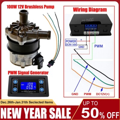 Electric 100W 12V Large-flow Engine Brushless Water Pump W/ PWM Signal Generator