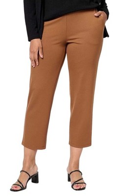 Susan Graver Modern Essentials Petite Supreme Knit Stovepipe Pants Toffee 2X New