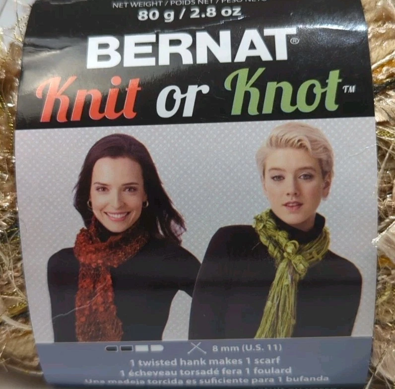 Lote de 3 bufandas Bernat hilo tejido o nudo voluminoso novedad dorado brillo texturizado Foto 4 de 4