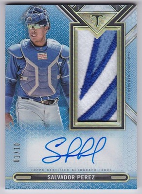 2021 Topps Triple Threads Salvador Perez Sapphire Jumbo Patch Auto #ASJR-SP 1/10