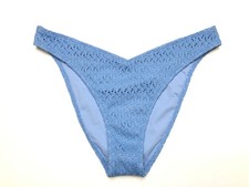 NEW Hollister Swim High Leg Cheekiest Crochet Bikini Bottom Blue Swimwear Large