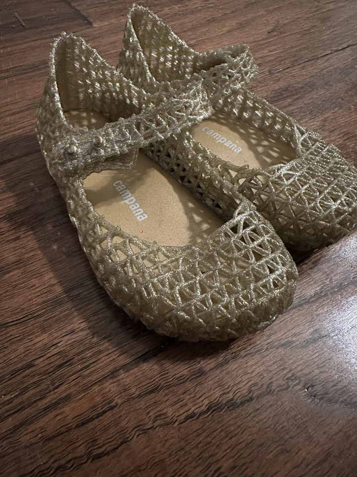 迷你 Melissa Campana Mary Jane 果冻鞋金色学步女孩 8 码-二手 — 第 4/4 张图片