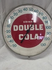 Vintage 1950s 12" Drink Double Cola Soda Advertising Glass Thermometer 495a USA