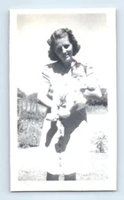 Old Vintage Photo WOMAN HOLDING BABY OUTSIDE IN YARD ANTIQUE SNAPSHOT