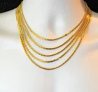 Monet 5  Strand Necklace  Gold Tone Layered 16" Retro Costume Jewelry Vtg AJ26