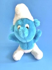 Smurf Plush Stuffed Animal Vintage 1980 Blue Toy Peyo Wallace Berrie & Co 7”