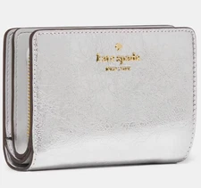 Kate Spade Madison Medium Bifold Wallet Silver Leather KN221 NWT $199 Retail