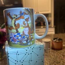 Vintage Disney Winnie The Pooh Coffee Mug Cup 100 Acre Picnic - holds 16oz