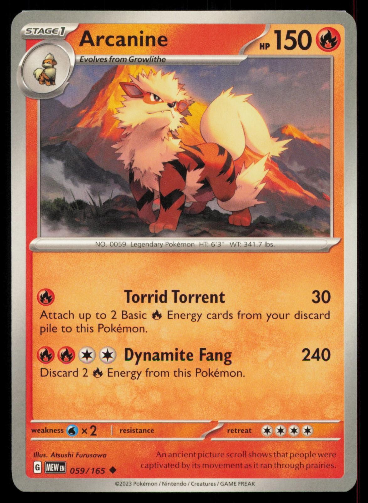 Arcanine 059/165 151 Uncommon Pokemon NM/M