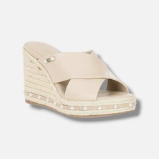 Karl Lagerfeld Paris Women's Beige Cellyn Wedge Espadrille Sandal Shoe Size 9.5M