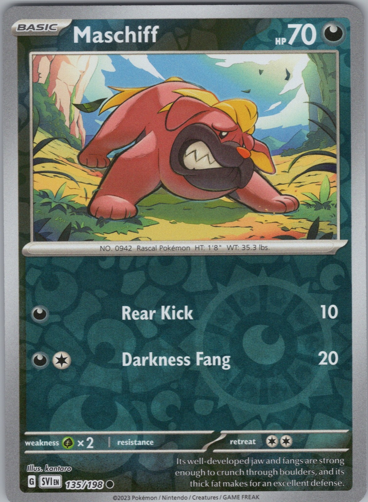 SV01: Scarlet & Violet Base Set Maschiff #135/198 Common, Reverse Holo