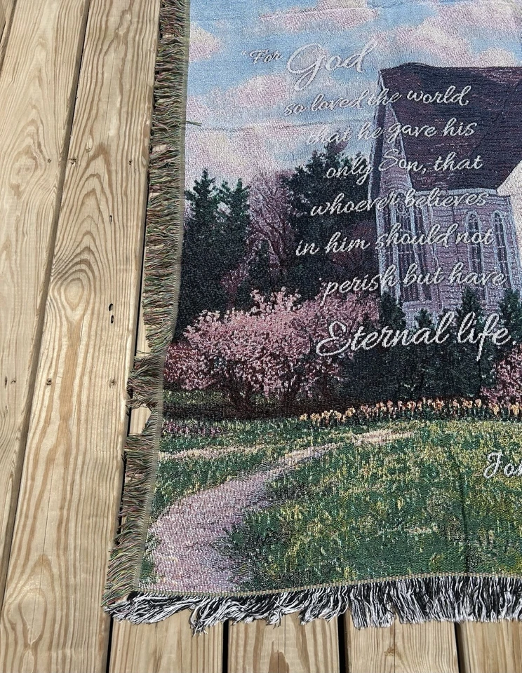 Manta acolchada religiosa For God So Loved The World Juan 3:16 60x47 pulgadas Foto 2 de 4