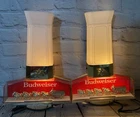 Vintage Budweiser Beer Lighted Signs Clydesdale Wall Sconce Light Lamps Lot of 2
