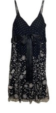 Eliza J Women’s Sz L Embroidered Tulle Black & White Dress Polka Dot Lining