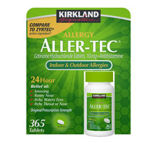 Aller-Tec Cetirizine 10mg 365 Tablets 24 Hour Allergy Relief Kirkland