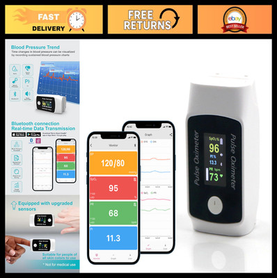 Portable Bluetooth Pulse Oximeter - High Accuracy O2 & Pulse Rate Monitor for Al