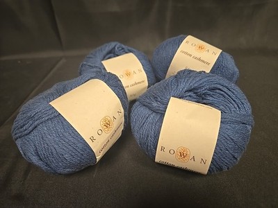 NEW lot Of 4 Rowan Yarn 85% COTTON 15% CASHMERE 50g/137yd Blue 