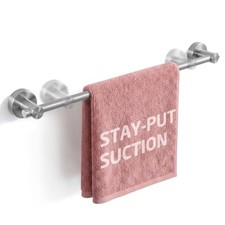 No-Drop Suction Cup Towel Bar with 22 Lb Capacity, 18/8 Stainless 24 Inch, 18/8