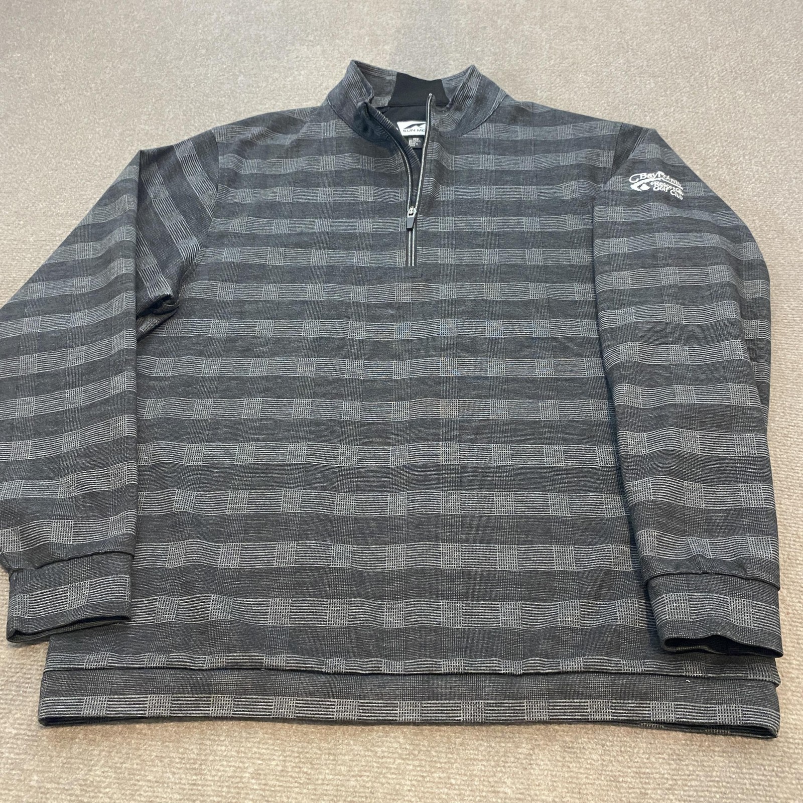 Sun Mountain Pullover Mens Large Gray Quarter Zip Golf Thermal Bay Pointe Logo