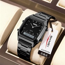 SKMEI Men Rectangle Watches LED Display Digital Sport Watch Boy Steel Wristwatch